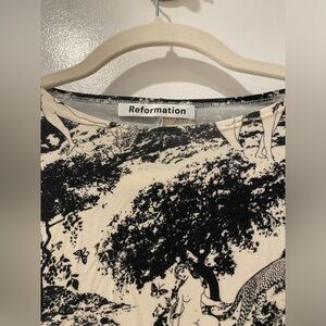 Reformation Black beige printed dress